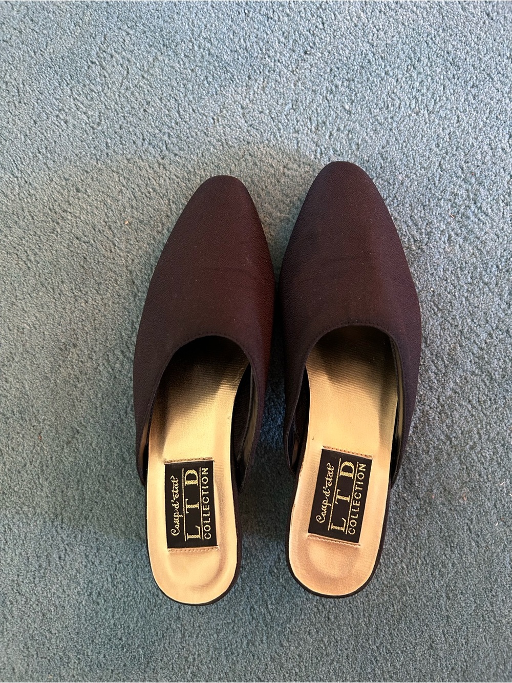 Vintage Black Mule Slides with Decorative Gold Elephant 1.5” Heel - Picture 4 of 5